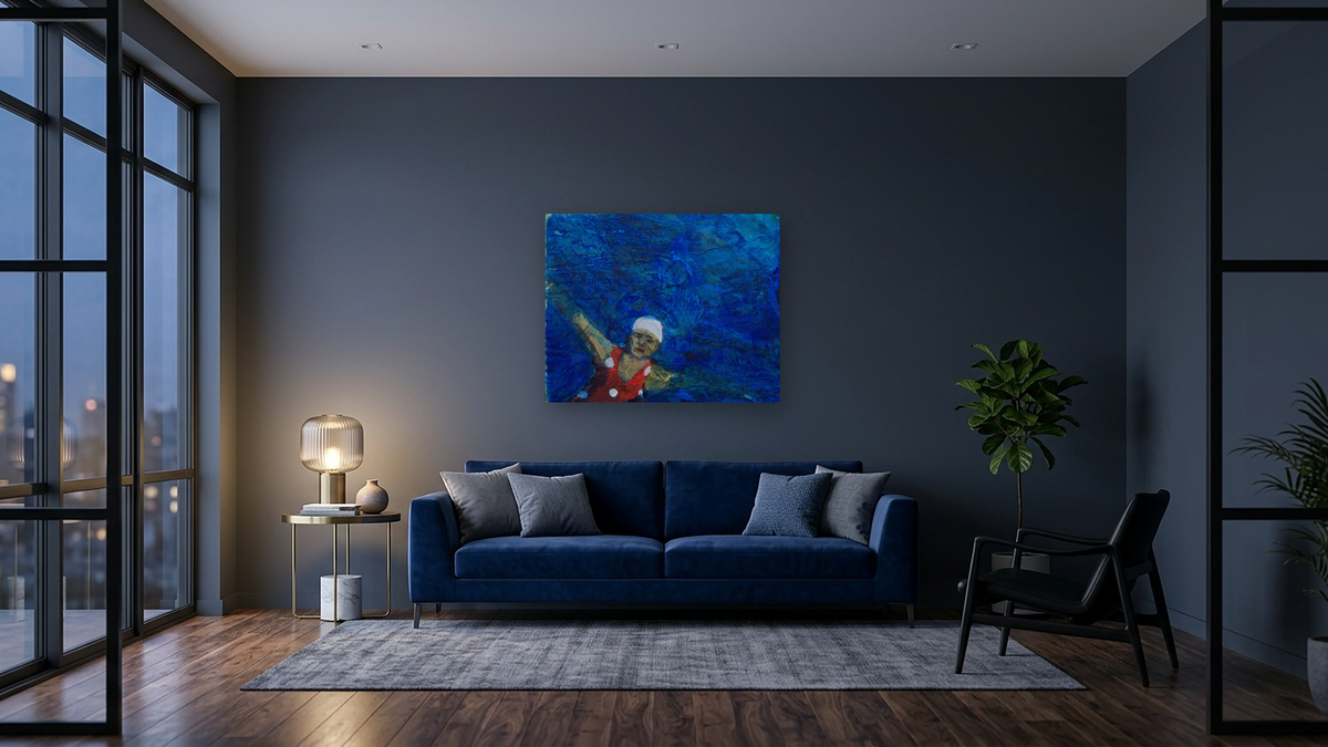 Pause by Dobee Snowber, shown at 32 × 40 in (81.3 × 101.6 cm) as gallery-wrapped canvas, den