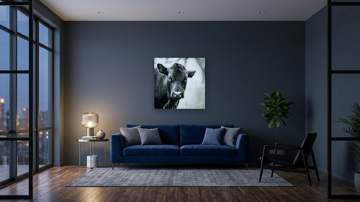 Lady by Brandon Luther, shown at 32 × 32 in (81.3 × 81.3 cm) as gallery-wrapped canvas, den