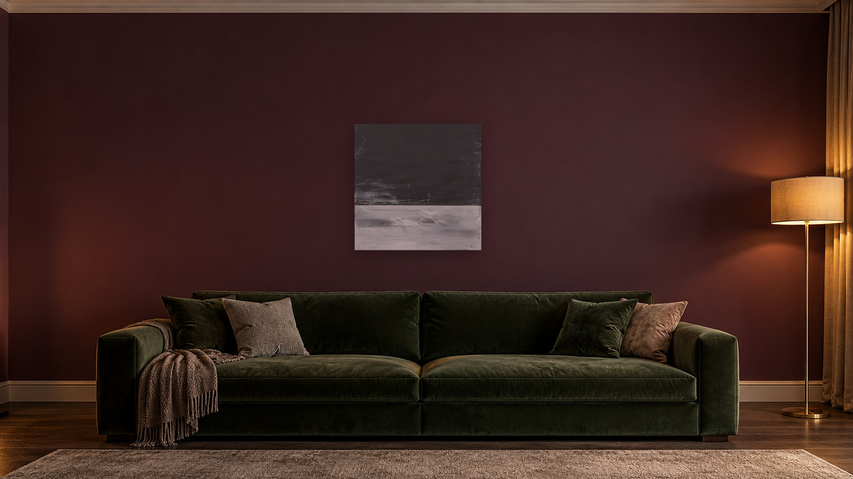 LS No. 217 by Brandon McKenzie, shown at 32 × 32 in (81.3 × 81.3 cm) as gallery-wrapped canvas, den