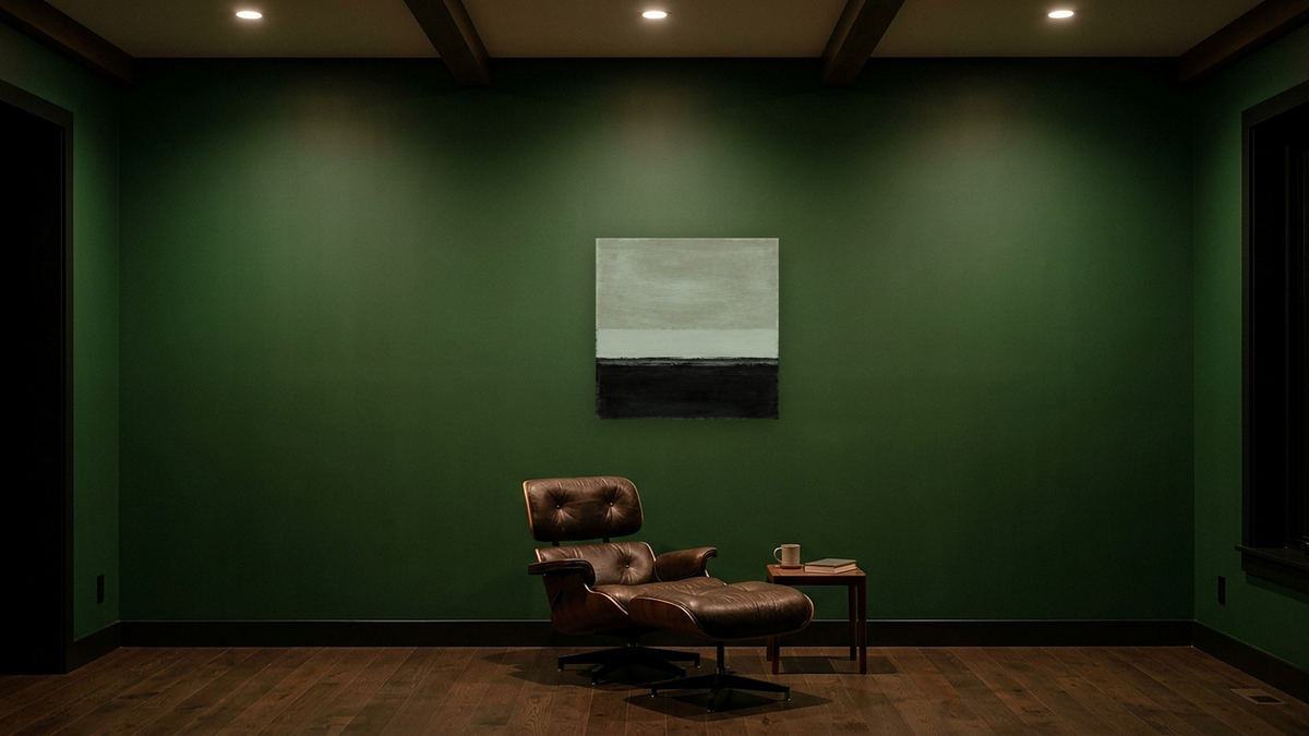 Day by Dan Hobday, shown at 32 × 32 in (81.3 × 81.3 cm) as gallery-wrapped canvas, den