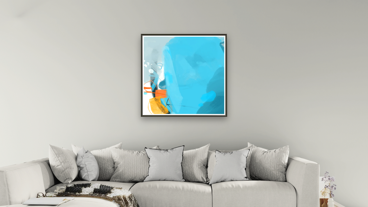 Candy Pop 4 by Nino Yuniardi, shown at 32 × 32 in (81.3 × 81.3 cm) on canvas in Ramino Satin Black, living