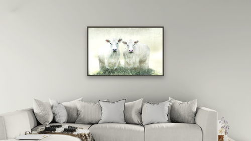 alabaster by Brandon Luther, shown at 28 × 42 in (71.1 × 106.7 cm) on canvas in Ramino Satin Black, living [arteriel-render:v6:room_a:28x42@50,36]