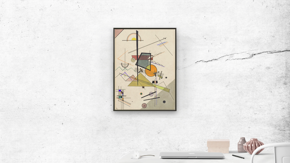 Melodisch (Melodious), shown at 30 × 40 in (76.2 × 101.6 cm) on canvas in Ramino Satin Black, office
