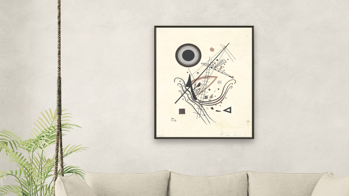 Blau (Blue), shown at 32 × 40 in (81.3 × 101.6 cm) on canvas in Ramino Satin Black, living