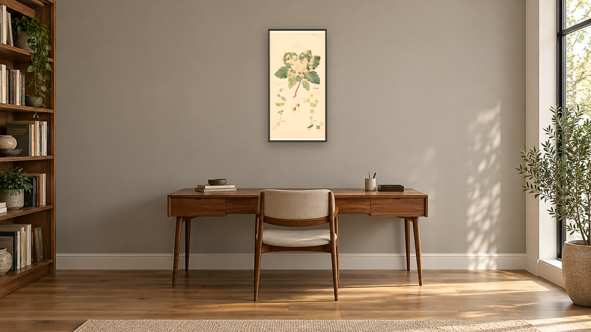 15cul-hilma-af-klint-review-fqkl-superJumbo.jpg by Hilma af Klint, shown at 20 × 40 in (50.8 × 101.6 cm) on canvas in Ramino Satin Black, library