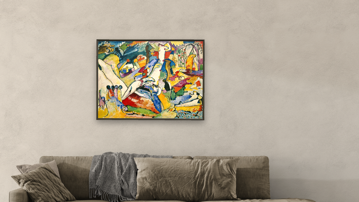 Sketch for Composition II, shown at 30 × 40 in (76.2 × 101.6 cm) on canvas in Ramino Satin Black, living