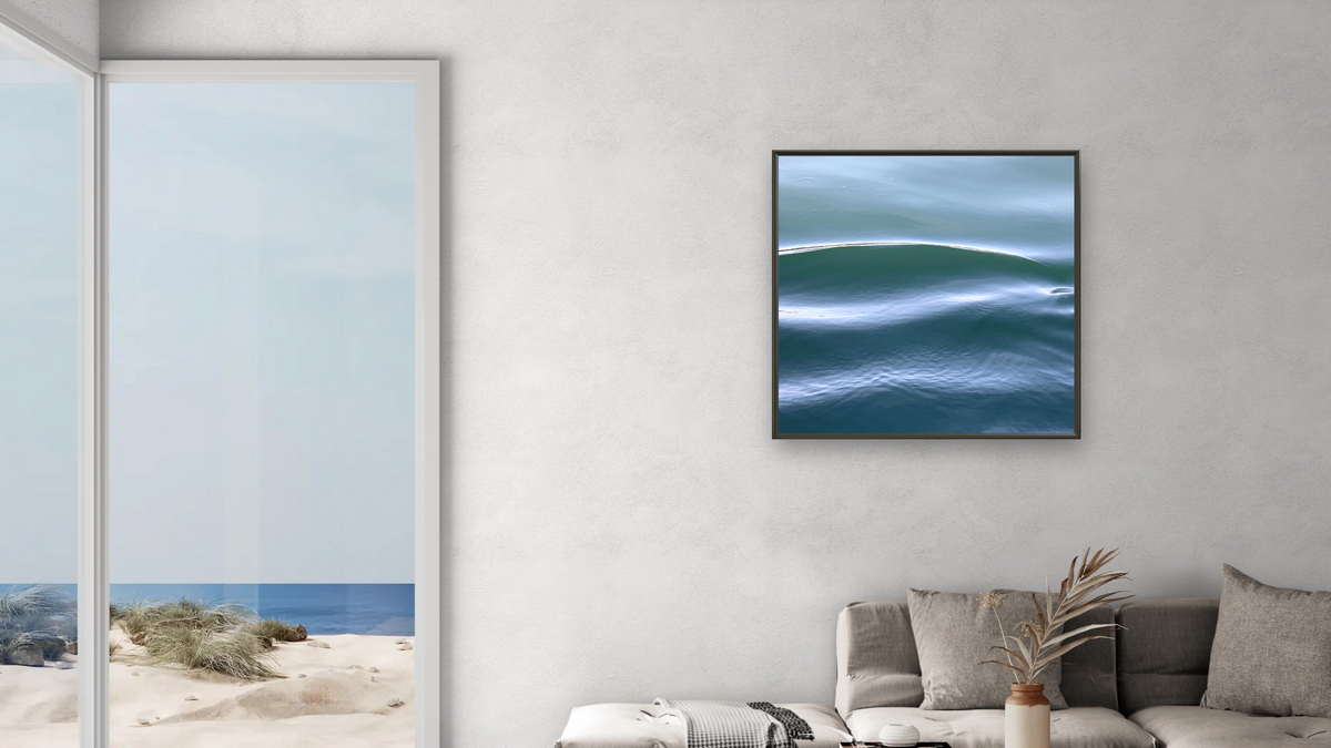 A Cappella by Judith Rayl, shown at 32 × 32 in (81.3 × 81.3 cm) on canvas in Ramino Satin Black, living