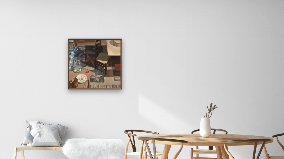 American Interior by Charles Sheeler, shown at 24 × 24 in (61 × 61 cm) on canvas in Arber Warm Walnut, dining