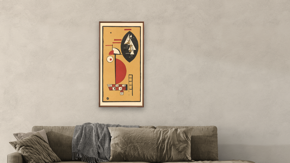 Kandinsky: Life and Work by Wassily Kandinsky, shown at 20 × 40 in (50.8 × 101.6 cm) on canvas in Arber Warm Walnut, living