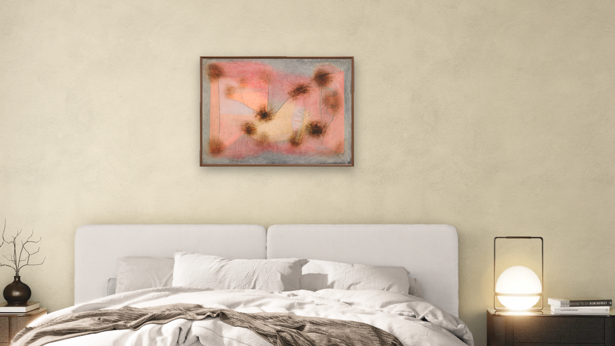 Wikimedia Paul Klee by Paul Klee, shown at 30 × 40 in (76.2 × 101.6 cm) on canvas in Arber Warm Walnut, bedroom