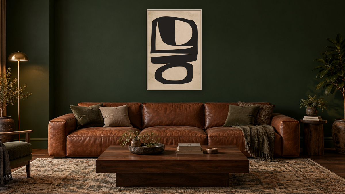 Chance by Dan Hobday, shown at 28 × 42 in (71.1 × 106.7 cm) on canvas in Ramino Opaque White, den