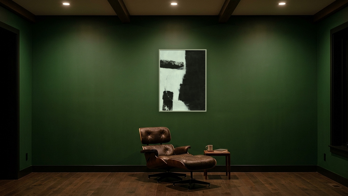 No. 366 by Michelle Oppenheimer, shown at 30 × 40 in (76.2 × 101.6 cm) on canvas in Ramino Opaque White, den