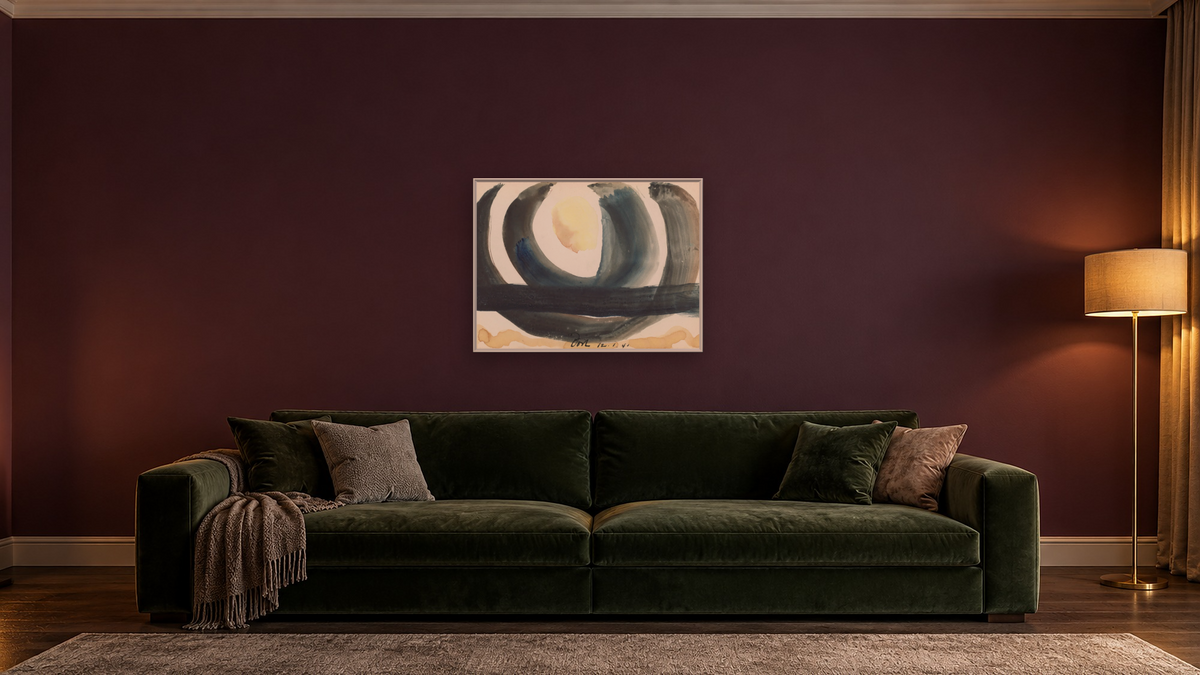 Sunrise III (Set of Three) by Arthur Garfield Dove, shown at 30 × 40 in (76.2 × 101.6 cm) on canvas in Ramino Opaque White, den