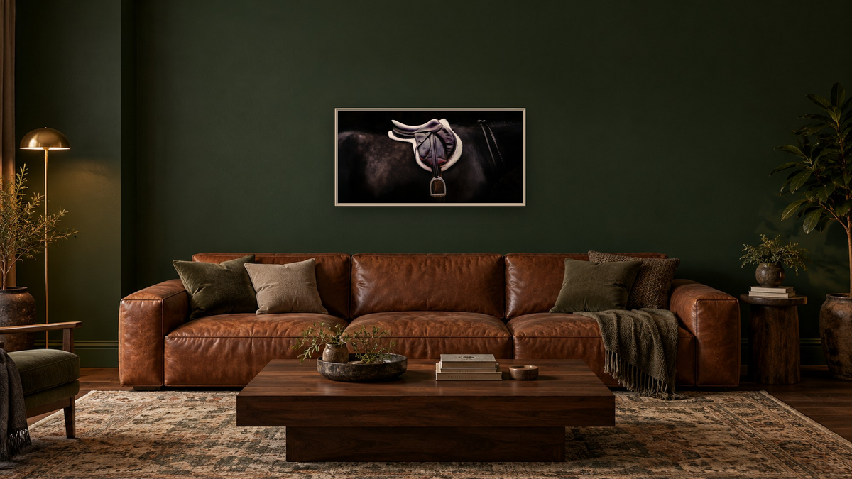 Tacked 84 by Brandon Luther, shown at 20 × 40 in (50.8 × 101.6 cm) on canvas in Ramino Opaque White, den