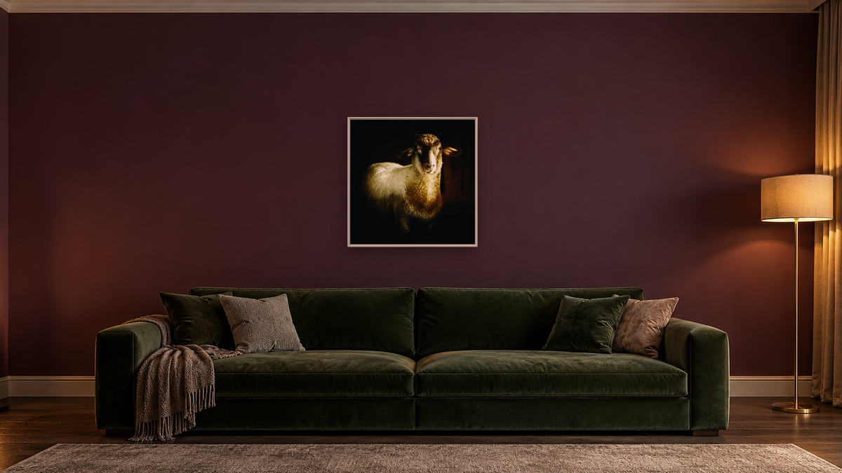 Come as you are by Brandon Luther, shown at 32 × 32 in (81.3 × 81.3 cm) on canvas in Ramino Opaque White, den