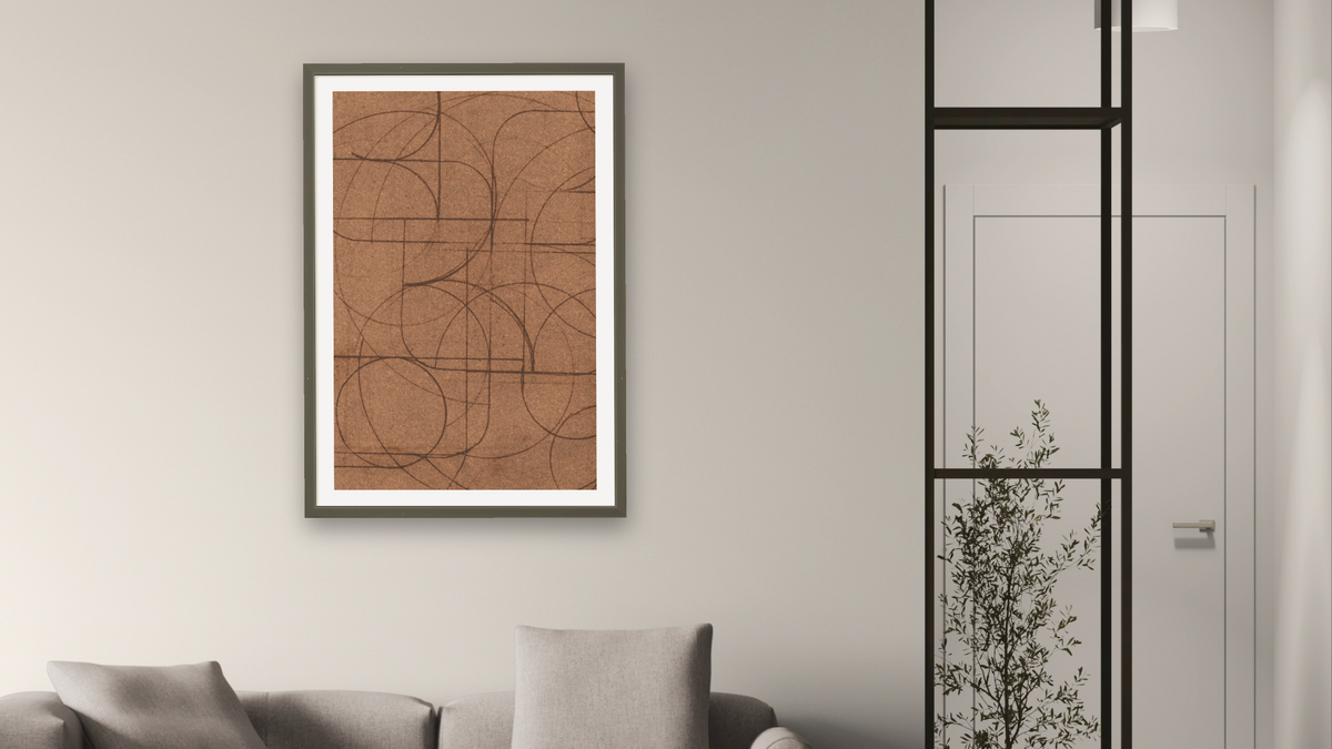 Curved 1 by Dan Hobday, shown at 28 × 42 in (71.1 × 106.7 cm) in Ramino Satin Black, living