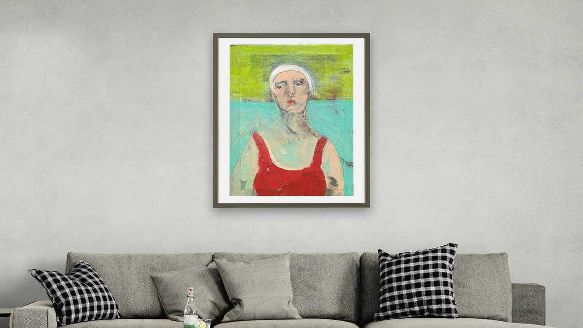 Don't You Dare by Dobee Snowber, shown at 30 × 40 in (76.2 × 101.6 cm) in Ramino Satin Black, living