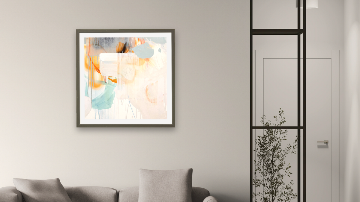 Snack 11 by Nino Yuniardi, shown at 32 × 32 in (81.3 × 81.3 cm) in Ramino Satin Black, living