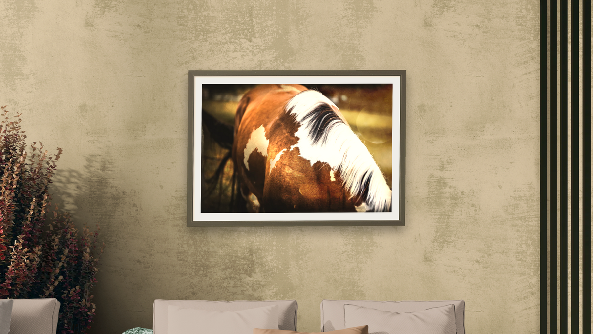 Trixie 15 by Brandon Luther, shown at 28 × 42 in (71.1 × 106.7 cm) in Ramino Satin Black, living