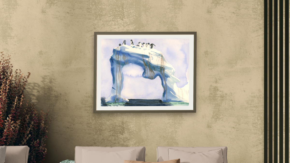 Untitled (Antarctica 4) by Alexis Rockman, shown at 30 × 40 in (76.2 × 101.6 cm) in Ramino Satin Black, living