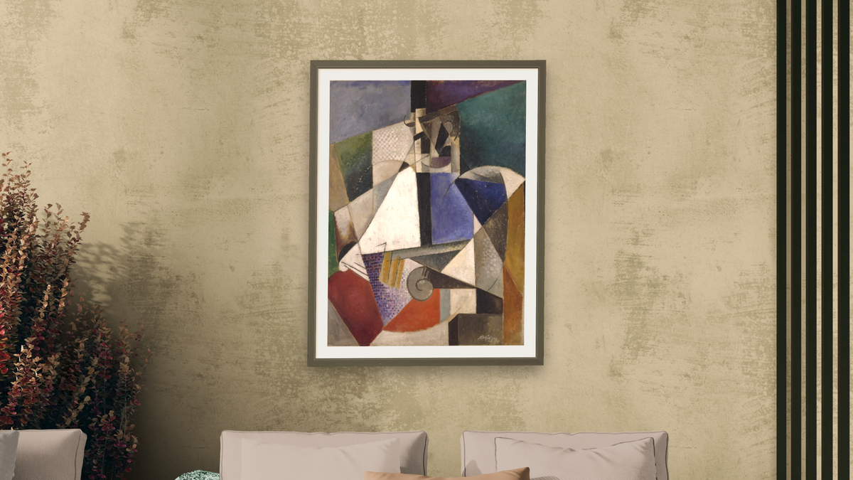 Portrait of an Army Doctor by Albert Gleizes, shown at 30 × 40 in (76.2 × 101.6 cm) in Ramino Satin Black, living