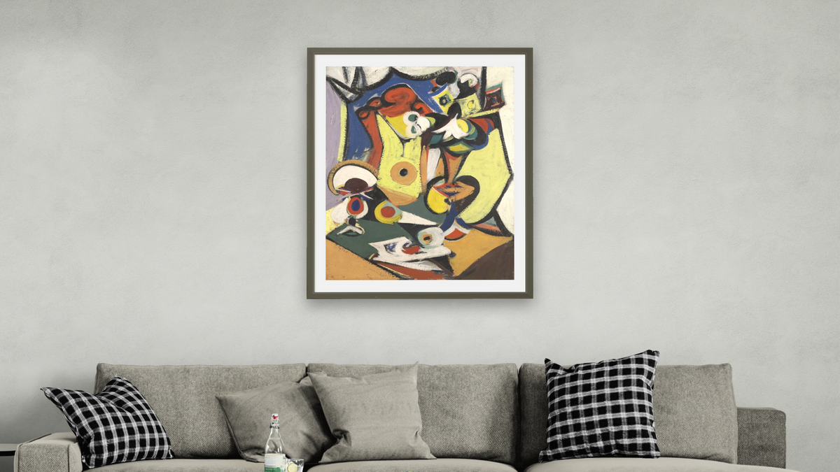 Composition (Still Life) by Arshile Gorky, shown at 30 × 40 in (76.2 × 101.6 cm) in Ramino Satin Black, living