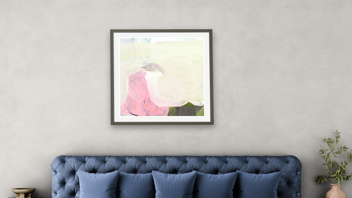 Snack 12 by Nino Yuniardi, shown at 32 × 32 in (81.3 × 81.3 cm) in Ramino Satin Black, bedroom