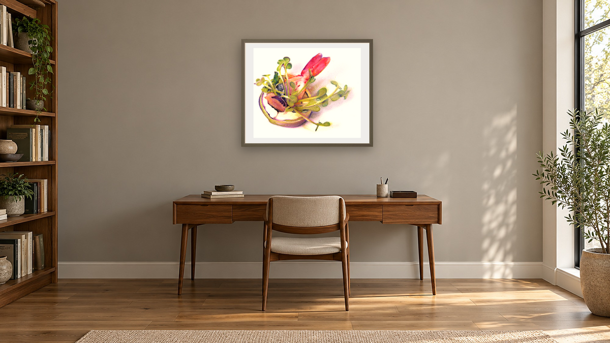 Tofu Roll by Kirsten Söderlind, shown at 32 × 40 in (81.3 × 101.6 cm) in Ramino Satin Black, library