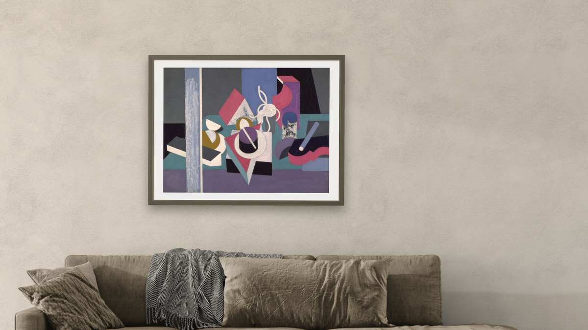 Peinture/Nature Morte by Patrick Henry Bruce, shown at 30 × 40 in (76.2 × 101.6 cm) in Ramino Satin Black, living
