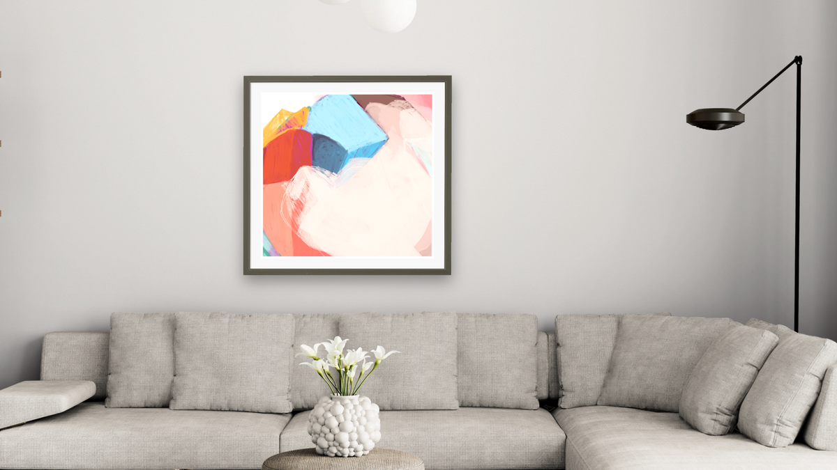 Candy Pop 2 by Nino Yuniardi, shown at 32 × 32 in (81.3 × 81.3 cm) in Ramino Satin Black, living