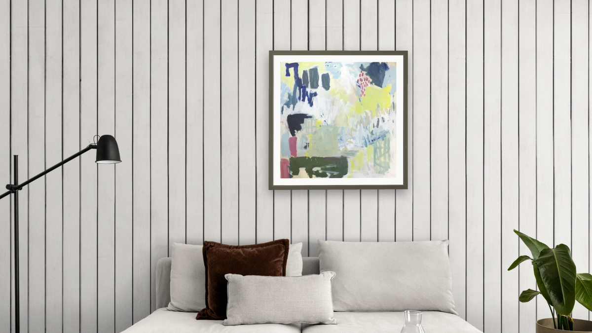 Garden Notes by Katherine Bello, shown at 32 × 32 in (81.3 × 81.3 cm) in Ramino Satin Black, living
