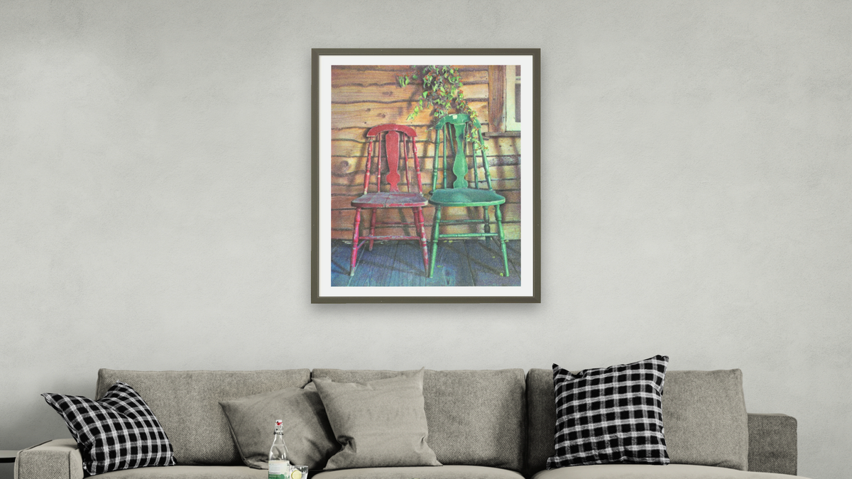 Porch Chairs by Kirsten Söderlind, shown at 30 × 40 in (76.2 × 101.6 cm) in Ramino Satin Black, living