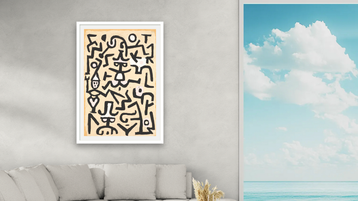 1984.315.57 by Paul Klee, shown at 28 × 42 in (71.1 × 106.7 cm) in Ramino Satin Black, living
