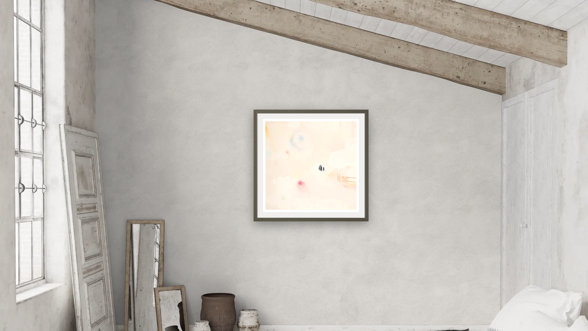 Snack 3 by Nino Yuniardi, shown at 32 × 32 in (81.3 × 81.3 cm) in Ramino Satin Black, bedroom