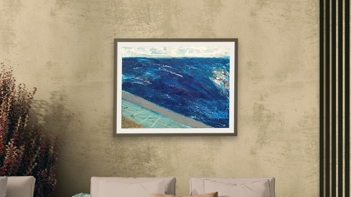 Troubled Waters by Dobee Snowber, shown at 30 × 40 in (76.2 × 101.6 cm) in Ramino Satin Black, living