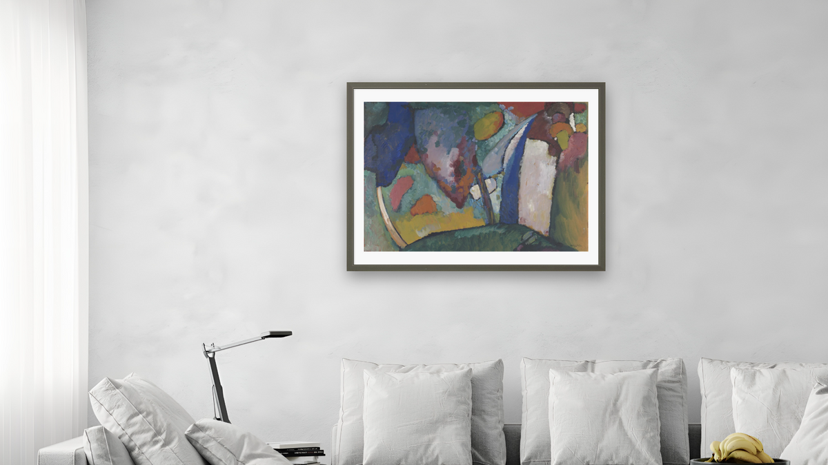 The Waterfall by Wassily Kandinsky, shown at 30 × 40 in (76.2 × 101.6 cm) in Ramino Satin Black, living
