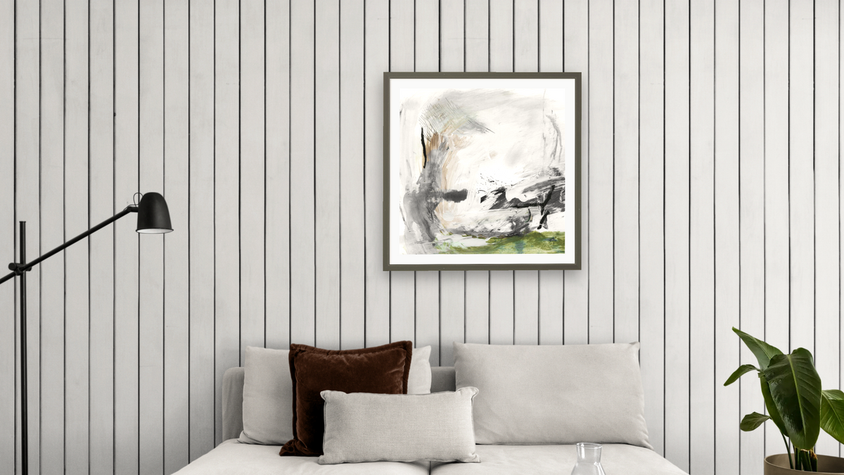 Life by Dan Hobday, shown at 32 × 32 in (81.3 × 81.3 cm) in Ramino Satin Black, living
