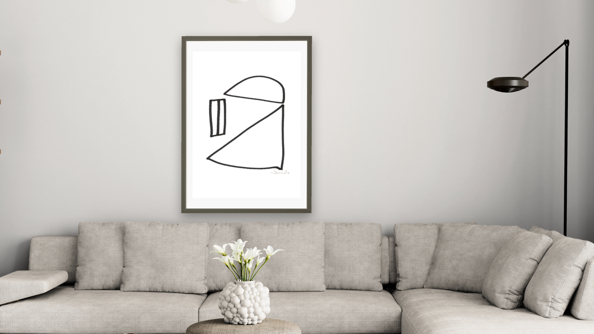 Fair 2 by Dan Hobday, shown at 28 × 42 in (71.1 × 106.7 cm) in Ramino Satin Black, living