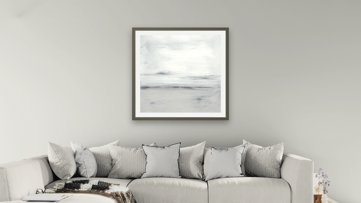 LS No. 205 by Brandon McKenzie, shown at 32 × 32 in (81.3 × 81.3 cm) in Ramino Satin Black, living