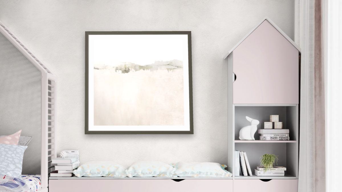 Changes by Dan Hobday, shown at 32 × 32 in (81.3 × 81.3 cm) in Ramino Satin Black, bedroom