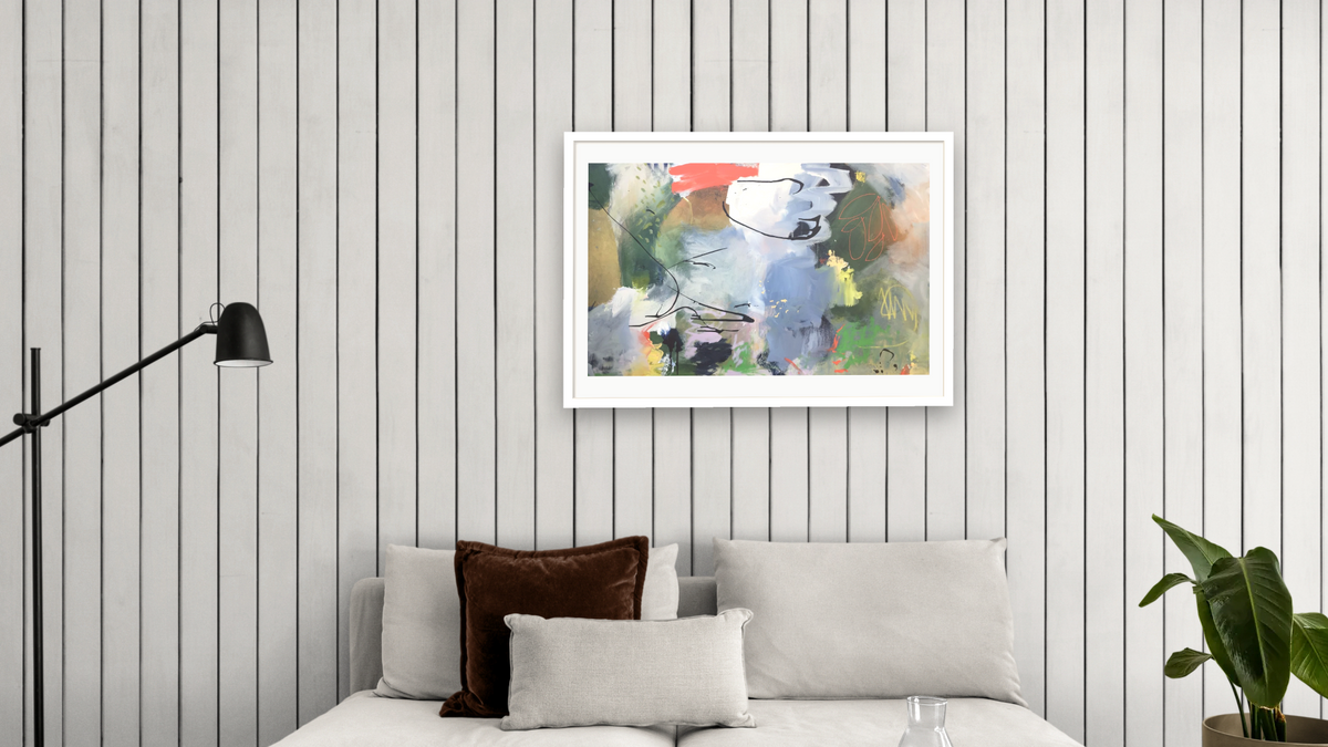 Terra by Katherine Bello, shown at 28 × 42 in (71.1 × 106.7 cm) in Ramino Satin Black, living