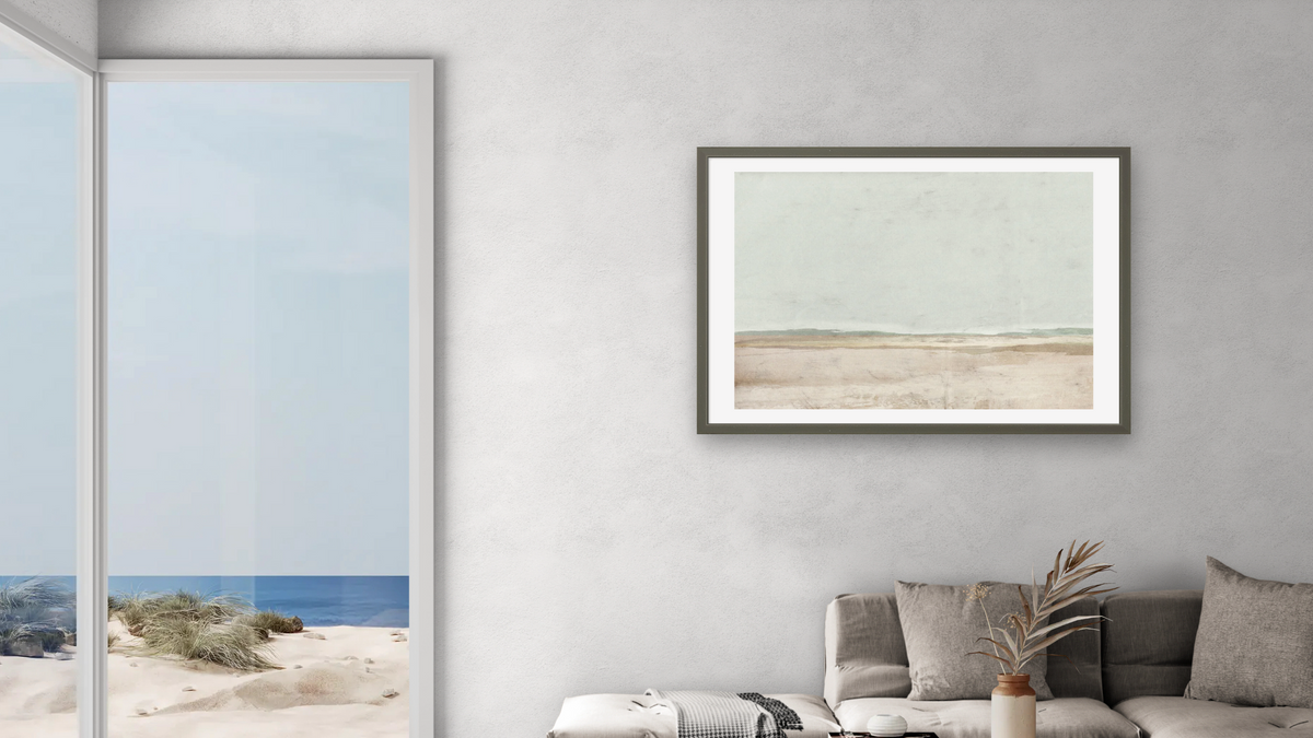 The Old Town by Dan Hobday, shown at 28 × 42 in (71.1 × 106.7 cm) in Ramino Satin Black, living