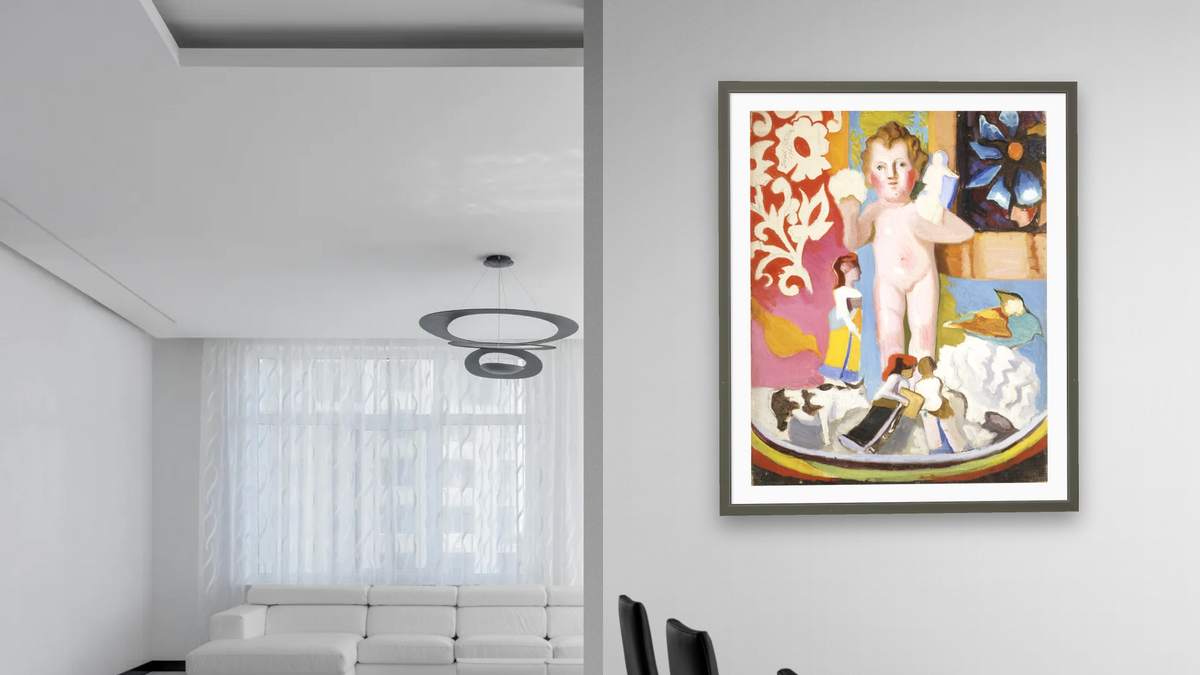 Toys by Joseph Stella, shown at 32 × 40 in (81.3 × 101.6 cm) in Ramino Satin Black, dining