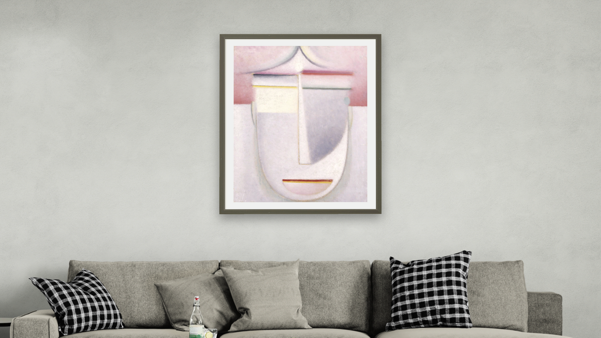 Abstract Head: Composition No 2 'Winter' by Alexei Jawlensky, shown at 30 × 40 in (76.2 × 101.6 cm) in Ramino Satin Black, living