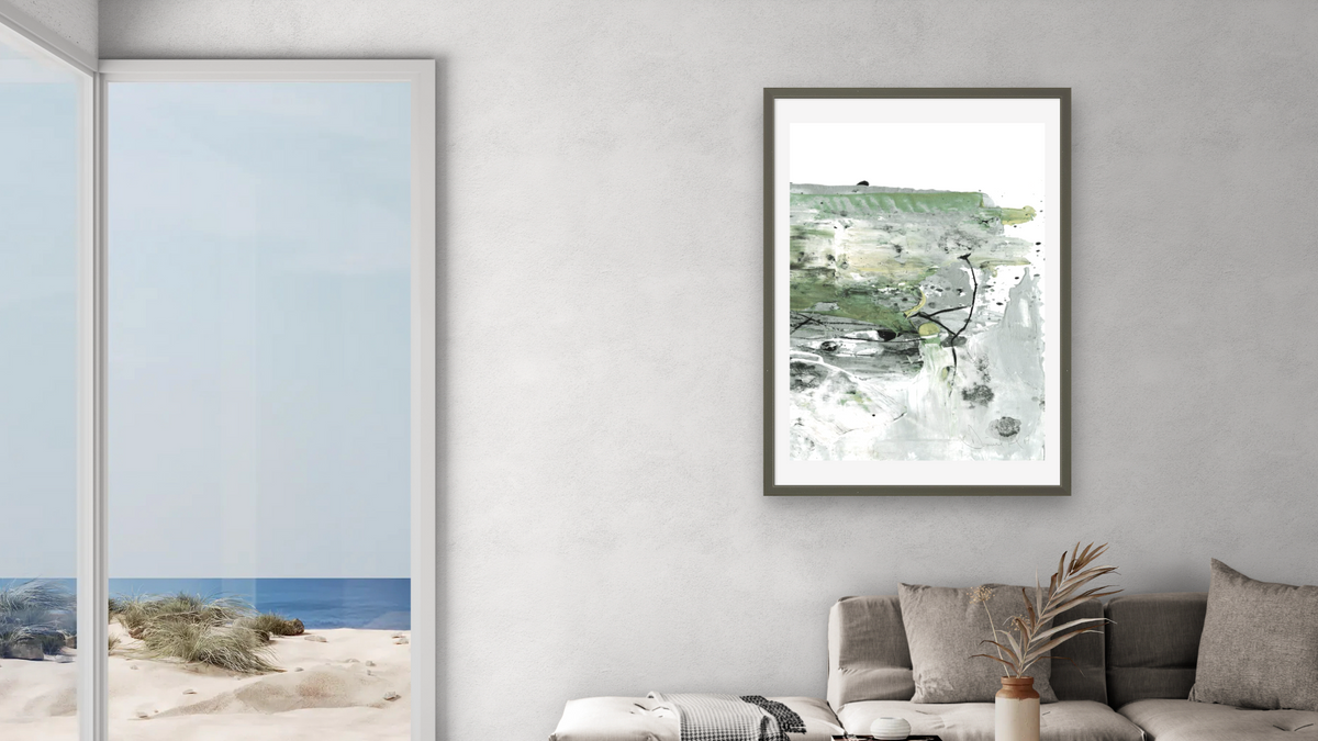 Behold 2 by Dan Hobday, shown at 28 × 42 in (71.1 × 106.7 cm) in Ramino Satin Black, living