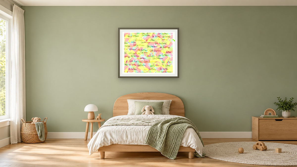 A Color of His Own by Leo Lionni, shown at 32 × 40 in (81.3 × 101.6 cm) in Ramino Satin Black, kids' room