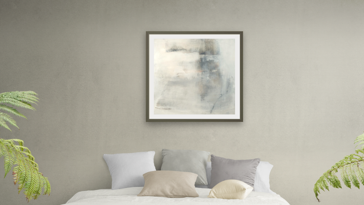 No. 283 by Michelle Oppenheimer, shown at 32 × 32 in (81.3 × 81.3 cm) in Ramino Satin Black, bedroom