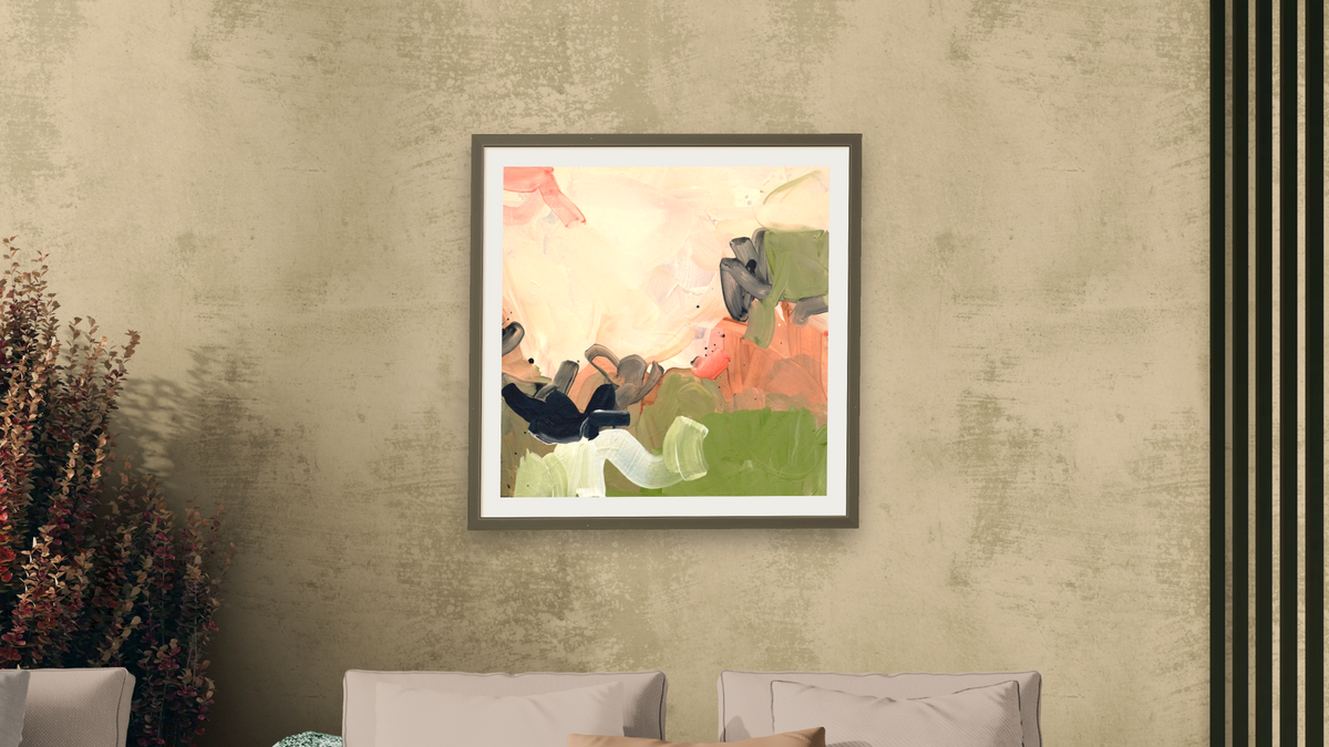Snack 19 by Nino Yuniardi, shown at 32 × 32 in (81.3 × 81.3 cm) in Ramino Satin Black, living