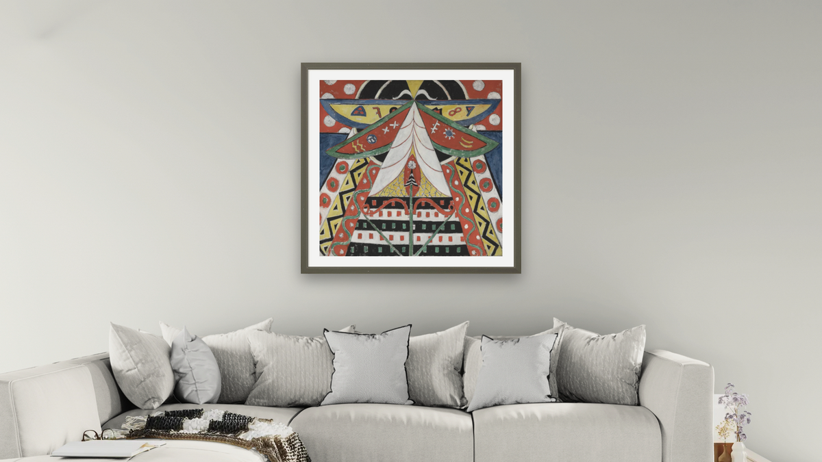 Painting No. 50 by Marsden Hartley, shown at 32 × 32 in (81.3 × 81.3 cm) in Ramino Satin Black, living