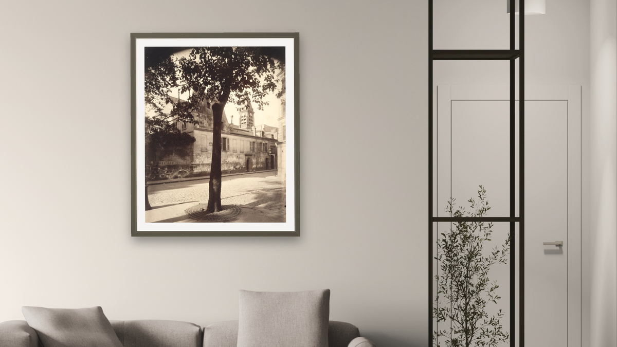 Church of Saint-Médard, Daubenton Street, 5th arrondissement, Paris by Eugène Atget, shown at 32 × 40 in (81.3 × 101.6 cm) in Ramino Satin Black, living
